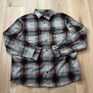 Express Plaid Button-Up Shirt Jacket